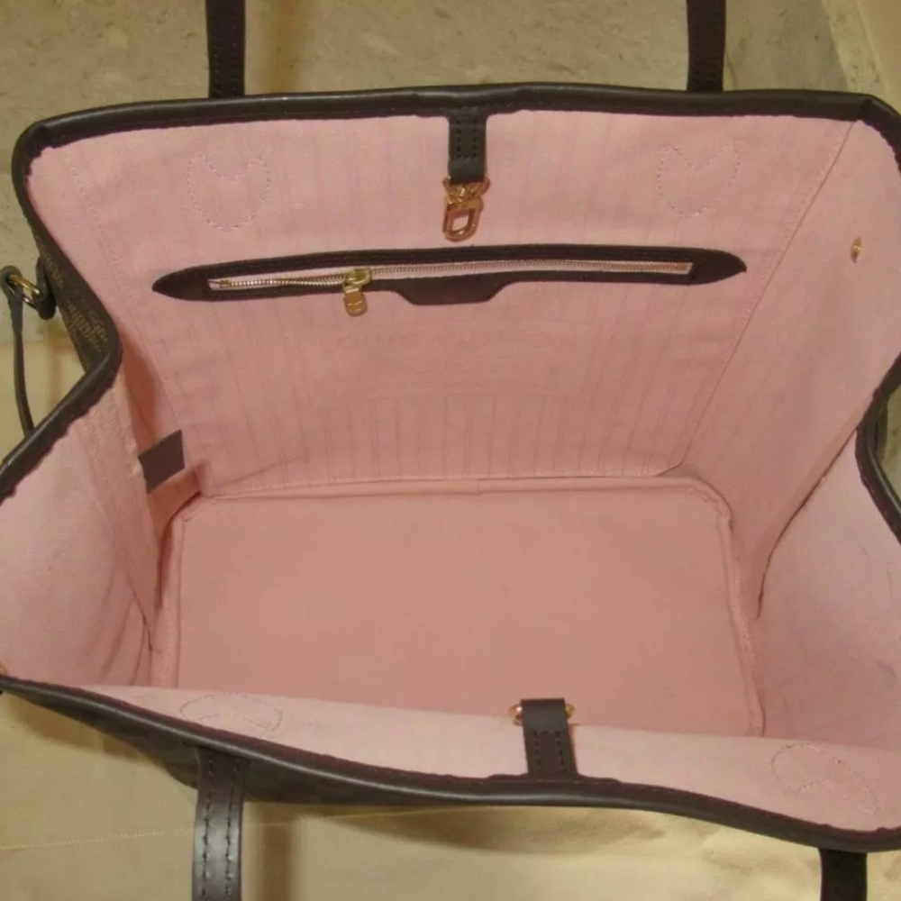 Traded LV Damier Ebene Neverfull MM Rose Ballerine Pink with Pouch - Picture 7 of 12